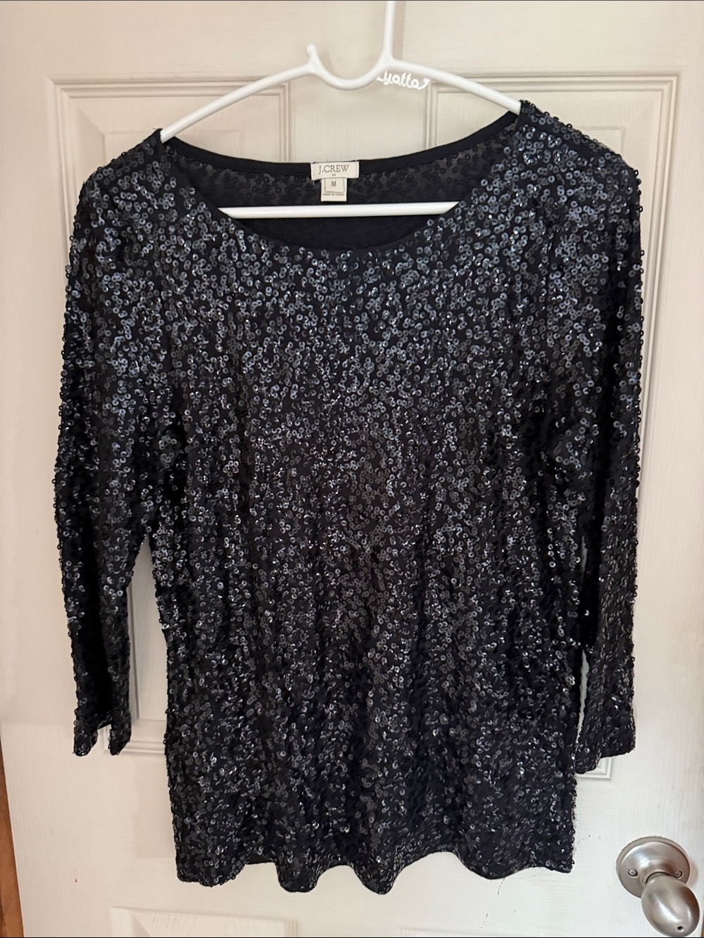 J. Crew Black Sequin Long-Sleeve Tunic Dress